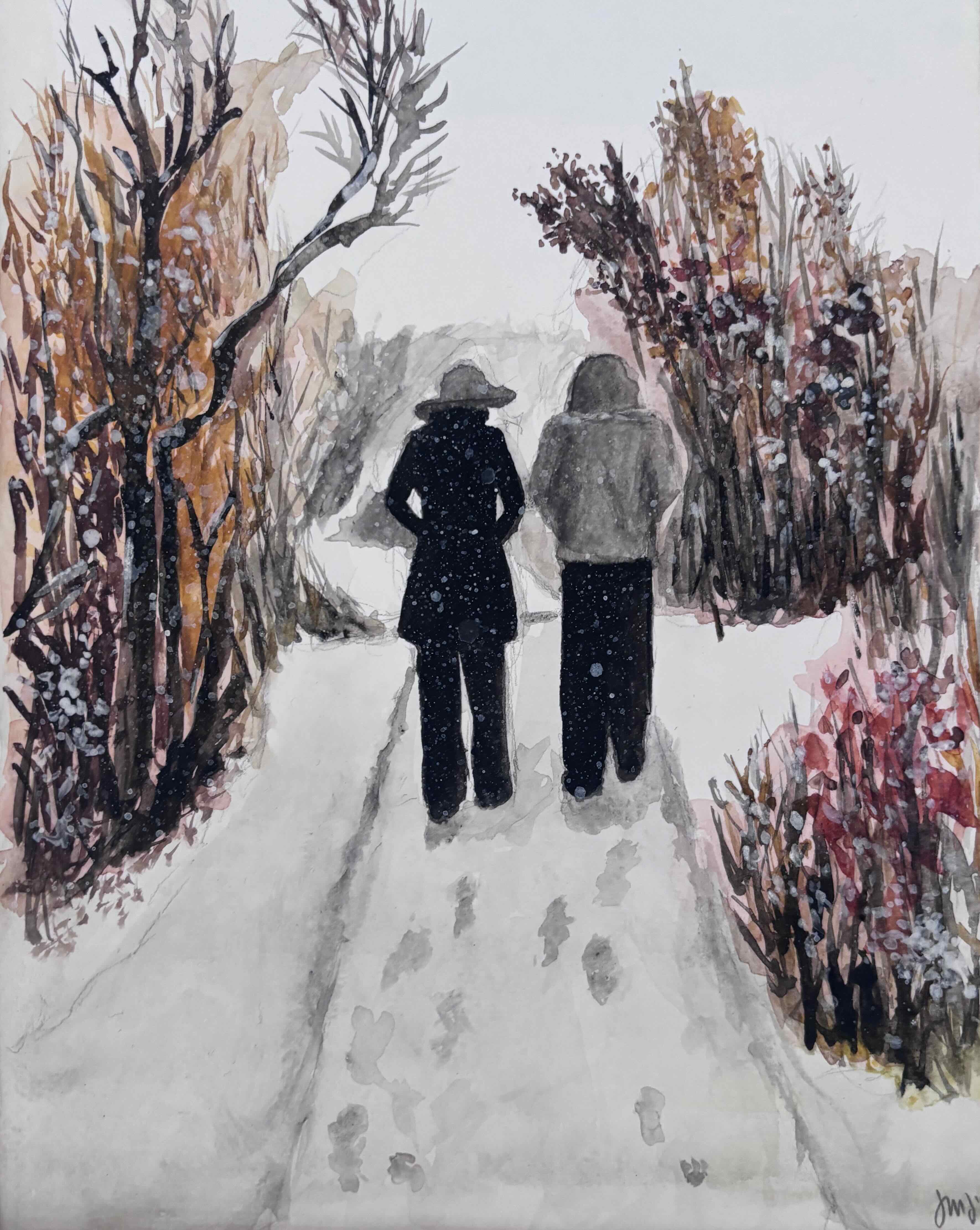 Walking in the snow on the ranch